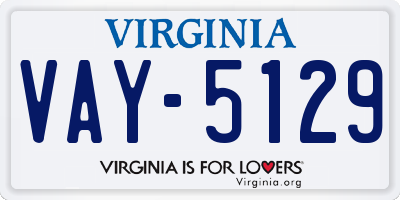 VA license plate VAY5129