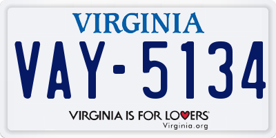 VA license plate VAY5134
