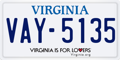 VA license plate VAY5135