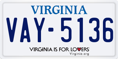 VA license plate VAY5136