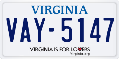 VA license plate VAY5147