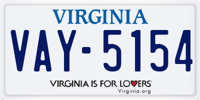 VA license plate VAY5154