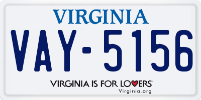 VA license plate VAY5156