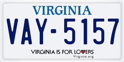 VA license plate VAY5157