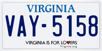 VA license plate VAY5158