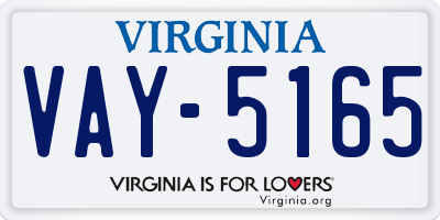VA license plate VAY5165