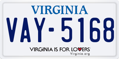 VA license plate VAY5168