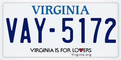 VA license plate VAY5172