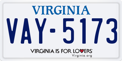 VA license plate VAY5173