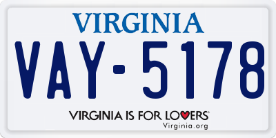VA license plate VAY5178