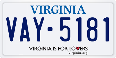 VA license plate VAY5181