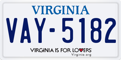 VA license plate VAY5182
