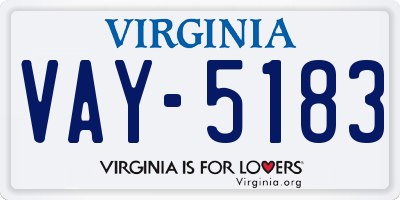 VA license plate VAY5183
