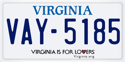 VA license plate VAY5185