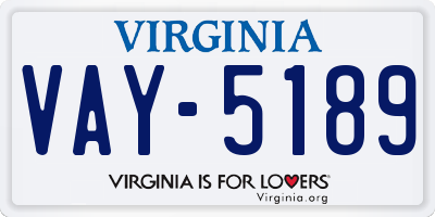 VA license plate VAY5189