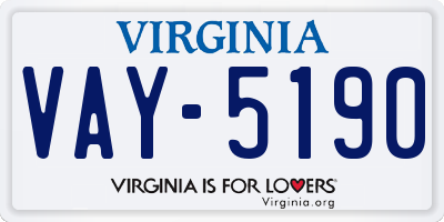 VA license plate VAY5190