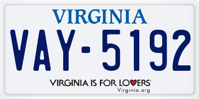 VA license plate VAY5192