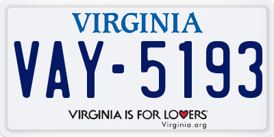 VA license plate VAY5193