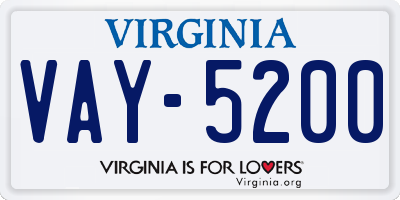 VA license plate VAY5200