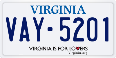 VA license plate VAY5201