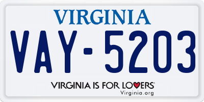 VA license plate VAY5203