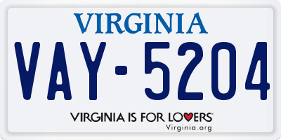 VA license plate VAY5204