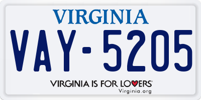 VA license plate VAY5205