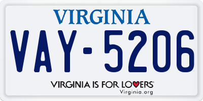 VA license plate VAY5206