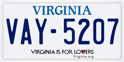 VA license plate VAY5207