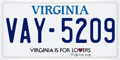 VA license plate VAY5209