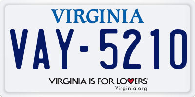 VA license plate VAY5210