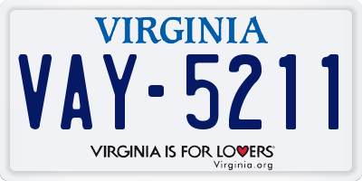 VA license plate VAY5211