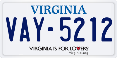 VA license plate VAY5212