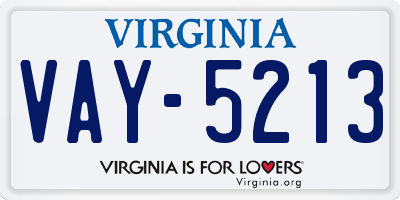 VA license plate VAY5213