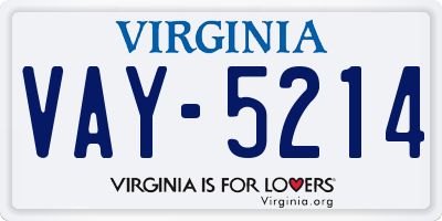 VA license plate VAY5214