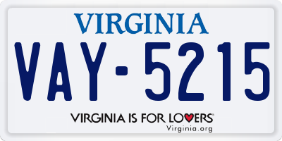 VA license plate VAY5215