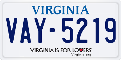 VA license plate VAY5219