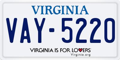 VA license plate VAY5220