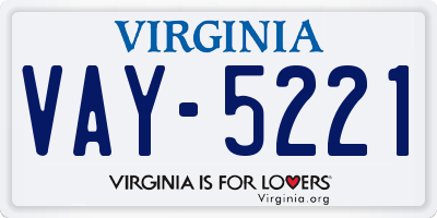 VA license plate VAY5221