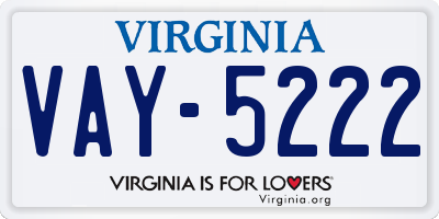 VA license plate VAY5222