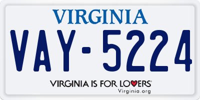 VA license plate VAY5224