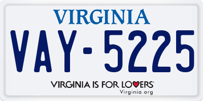 VA license plate VAY5225