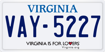 VA license plate VAY5227