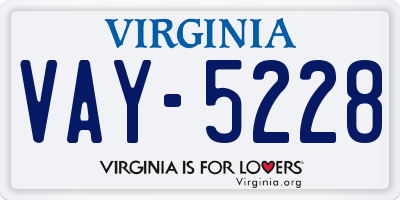 VA license plate VAY5228
