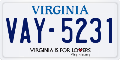 VA license plate VAY5231