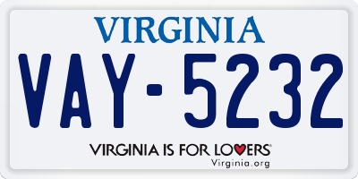 VA license plate VAY5232