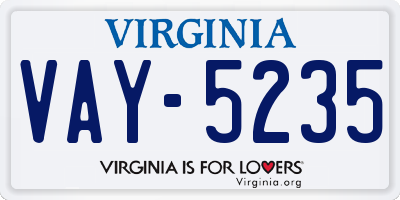 VA license plate VAY5235
