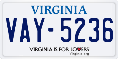 VA license plate VAY5236