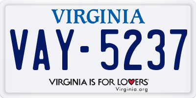 VA license plate VAY5237