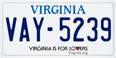 VA license plate VAY5239